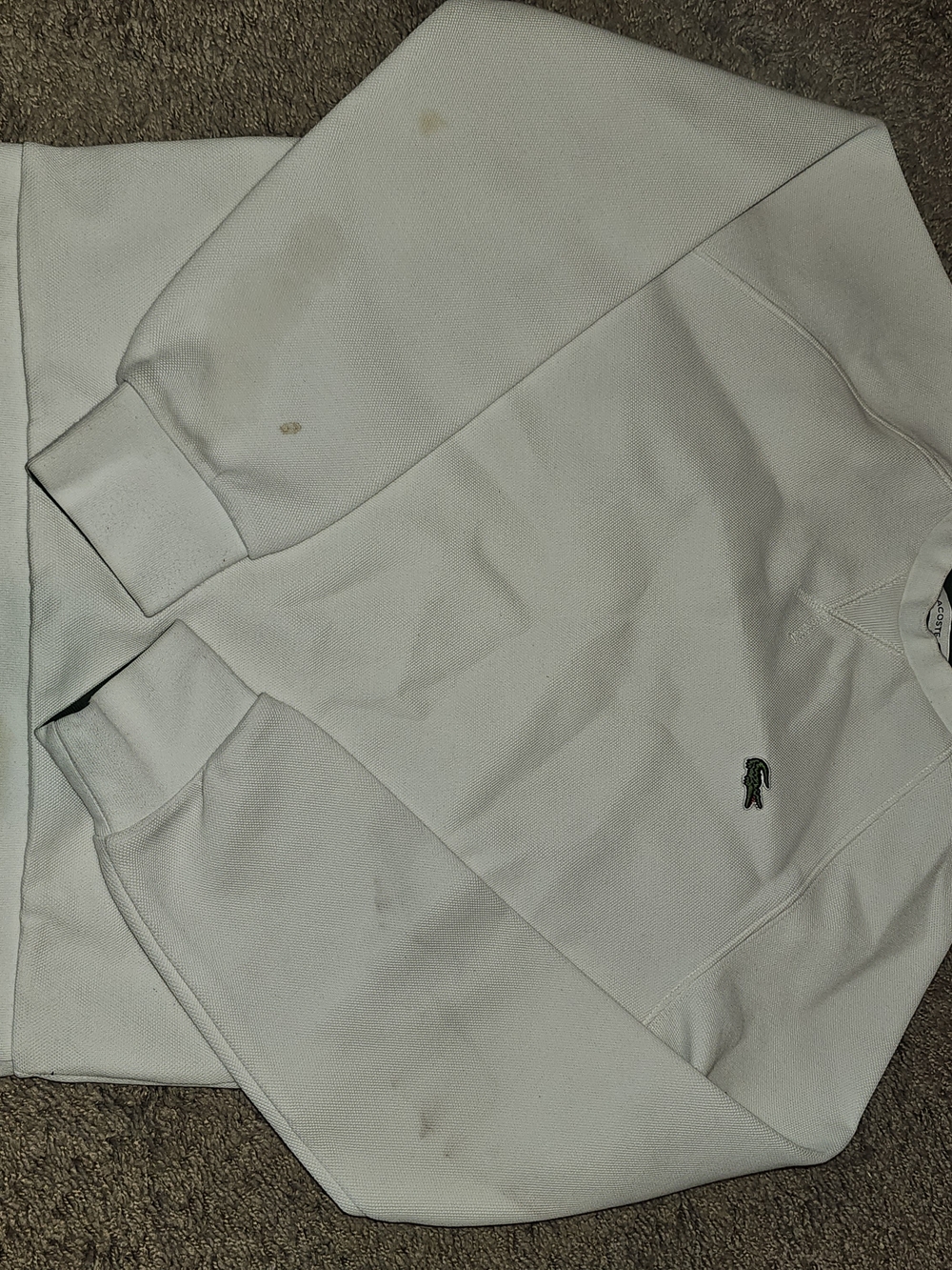 Lacoste White Pullover Sweatshirt with Crocodile Patch